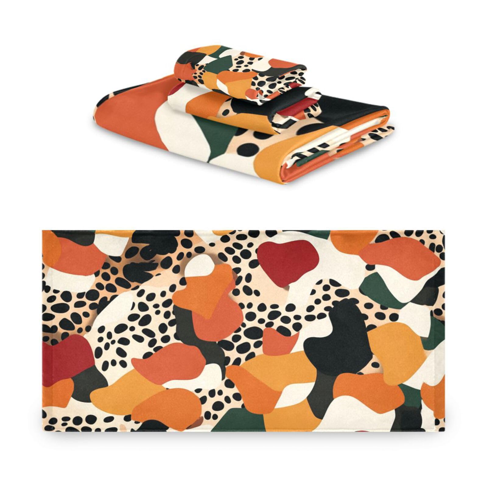 Set di 3 asciugamani per il viso con leopardo, 1 asciugamano da bagno, 1 asciugamano per le mani, 1 panno per la casa, cucina e famiglia