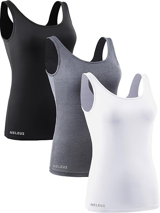 NELEUS Women's 3 Pack Compression Tank Top Support Yoga Bra with Cups Athletic Running Shirts