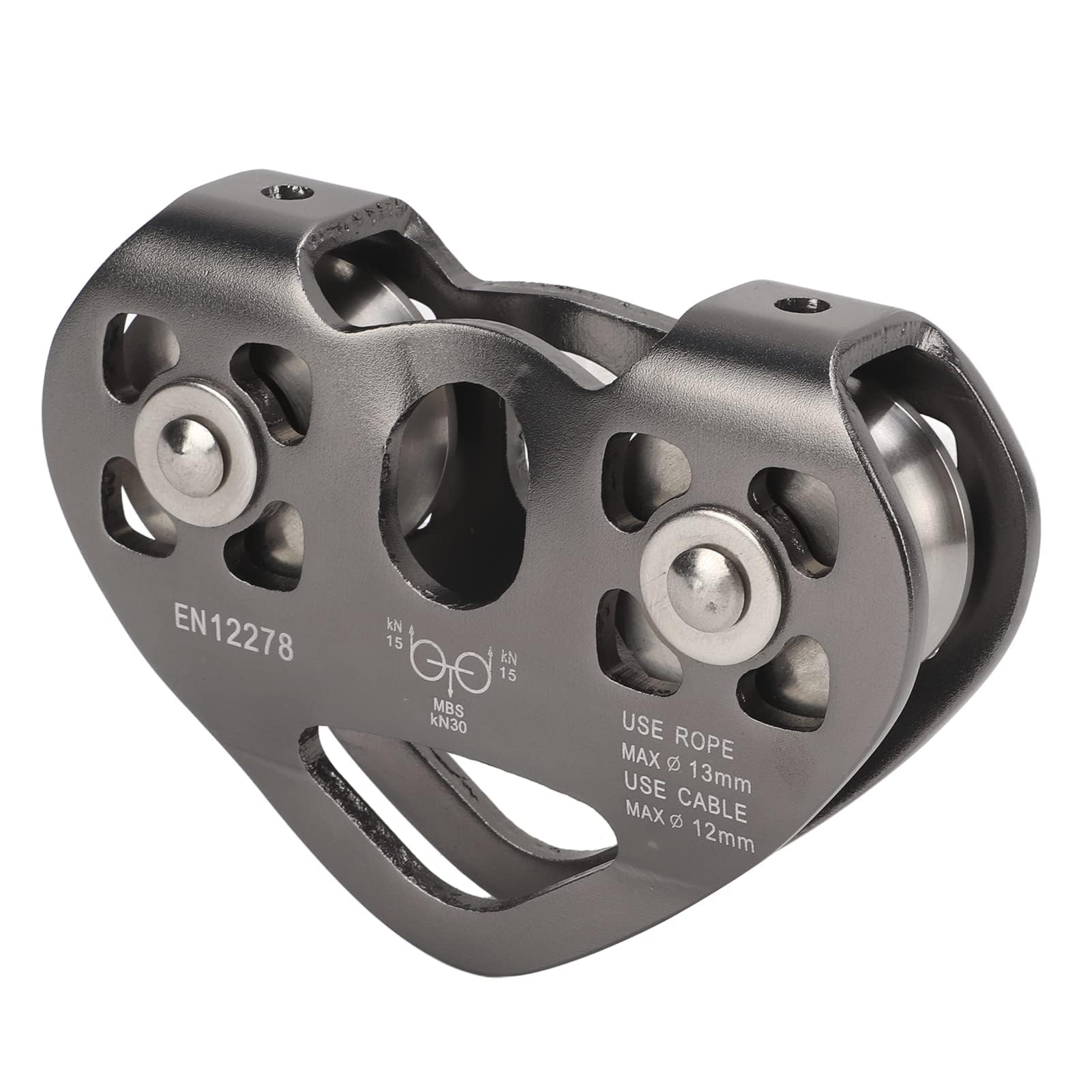 Polea de Doble Carrete de Aluminio Aeronáutico con Rodamientos Dobles para Montañismo y Escalada Ligera y Portátil con Superficie Lisa