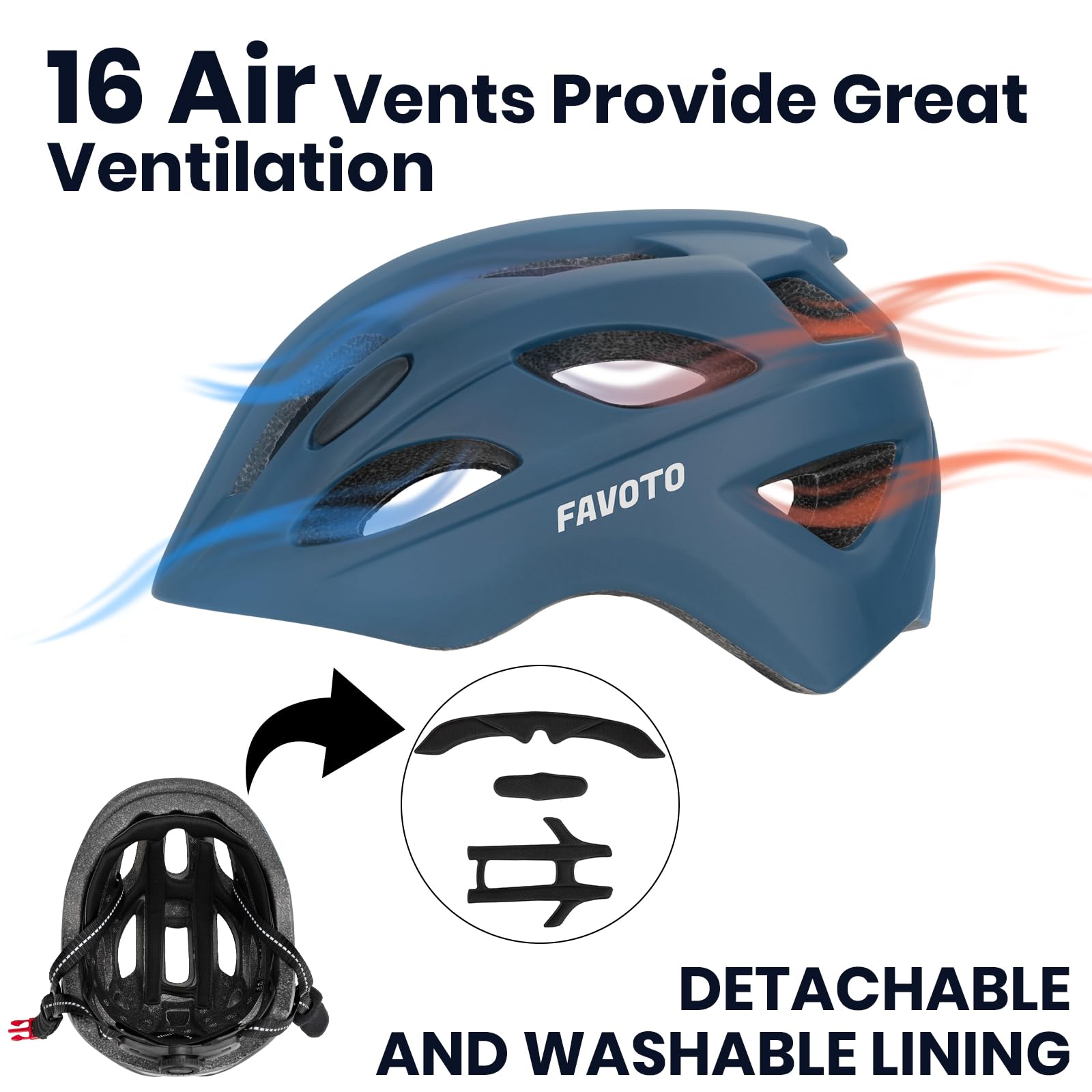 Favoto Casque de vélo pour Enfants - Respirant - Bleu - Réglable - pour garçons et Filles