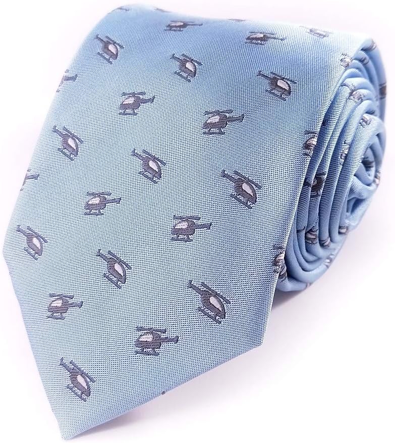 Helicopter Necktie - Men's Tie With Helicopters Design - Gift for Aviation Enthusiasts