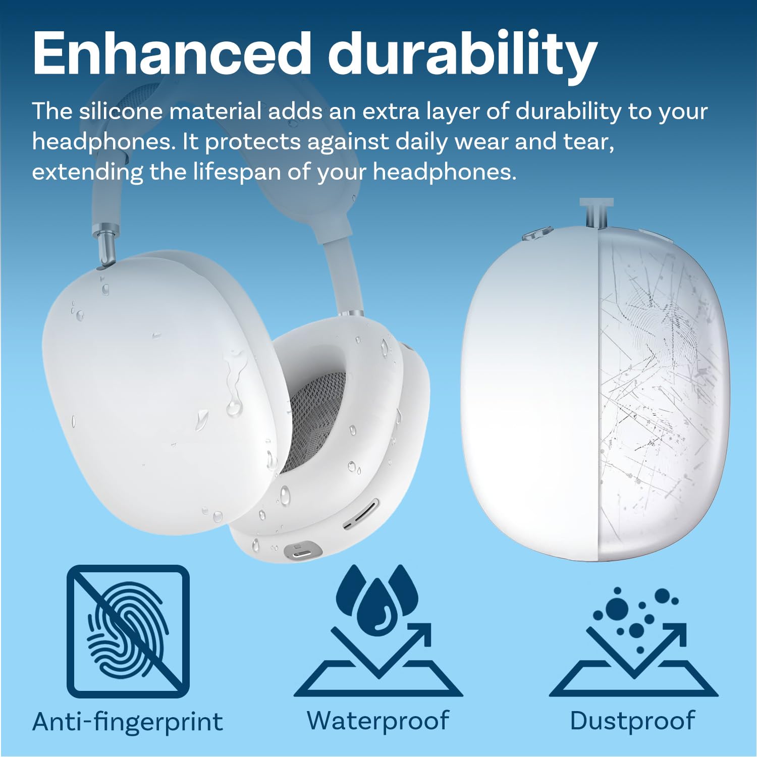 Custodia In Silicone Per AirPods Max - Set 3 In 1 Antigraffio, Colore Blu - Foto 2