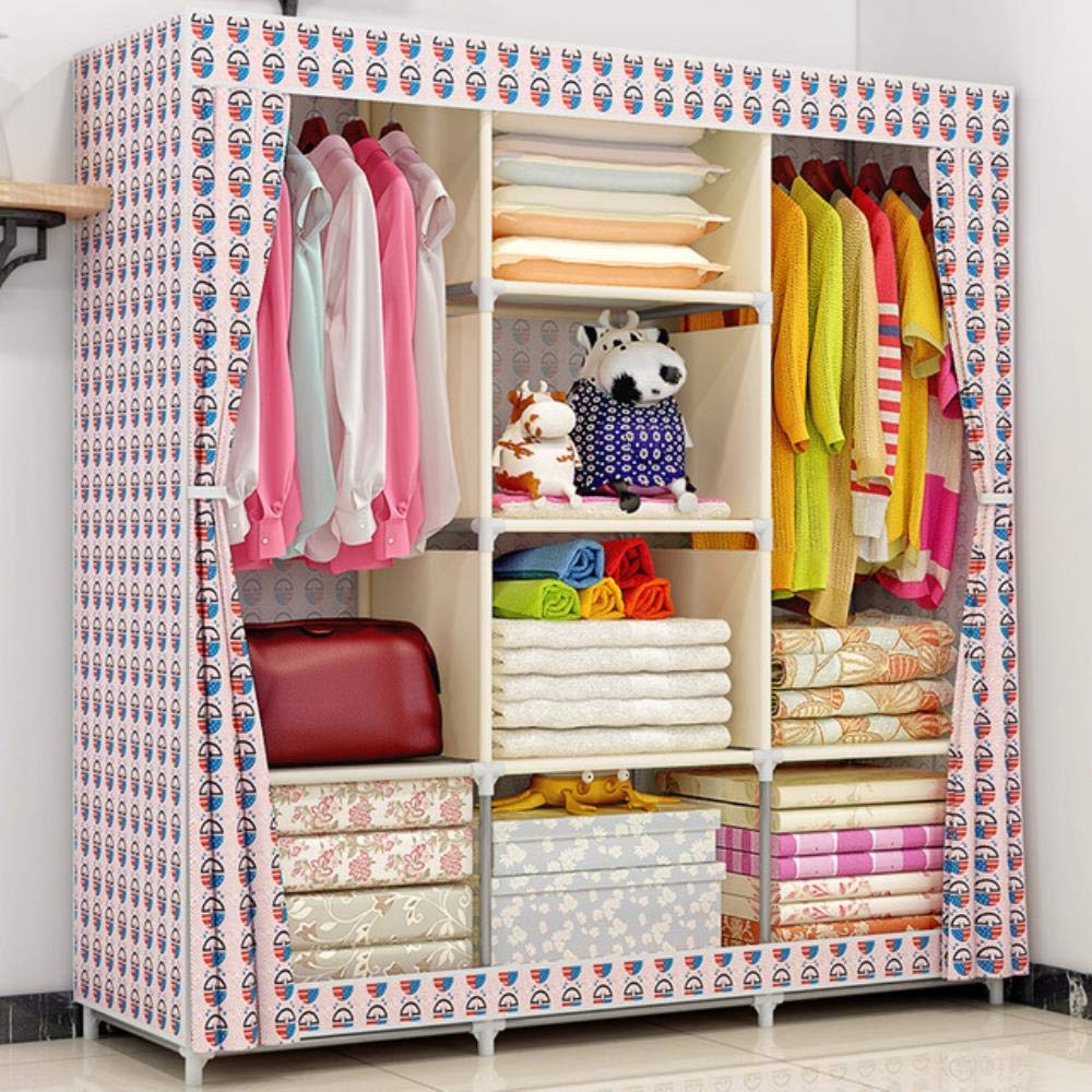Armoire pliante tissu portable placard rangement vêtements maison W0246LG