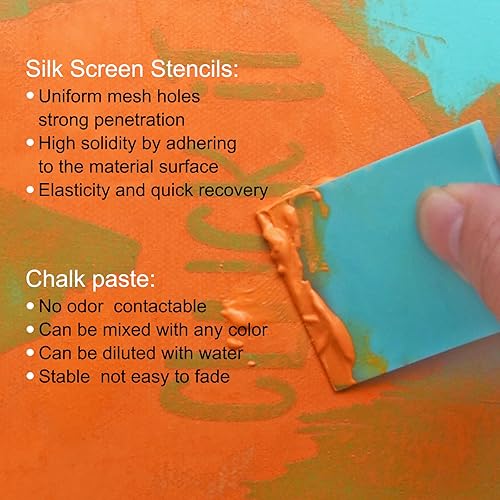 Miniatura 4 de BOOLOOEN Plantillas de pantalla de seda, plantillas de pantalla autoadhesivas, transferencias de pantalla de plumas reutilizables para pintar