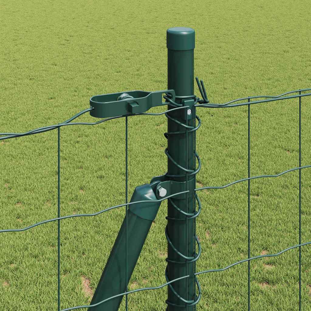 Eurovalla Set 10 m x 1,6 m verde – Valla de malla de alambre de acero con postes y alambre tensor – Juego completo de valla de jardín para delimitación de parcelas y recintos