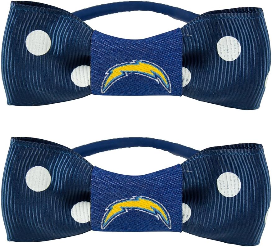 Littlearth NFL Los Angeles Chargers Bow Pigtail Holder, 2-Pack