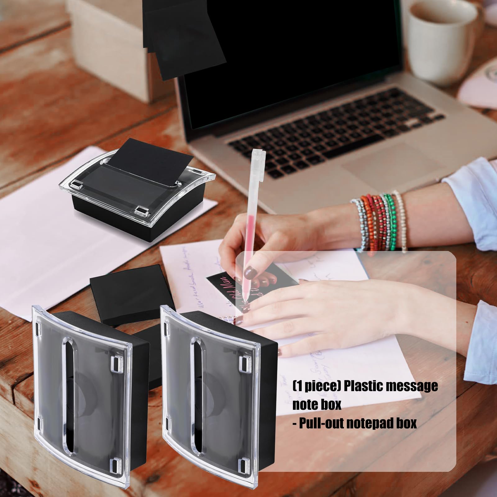 Organiseur de notes extensible en plastique transparent - Distributeur de notes adhésives pour organisation de bureau - 10,5 x 10 x 4 cm