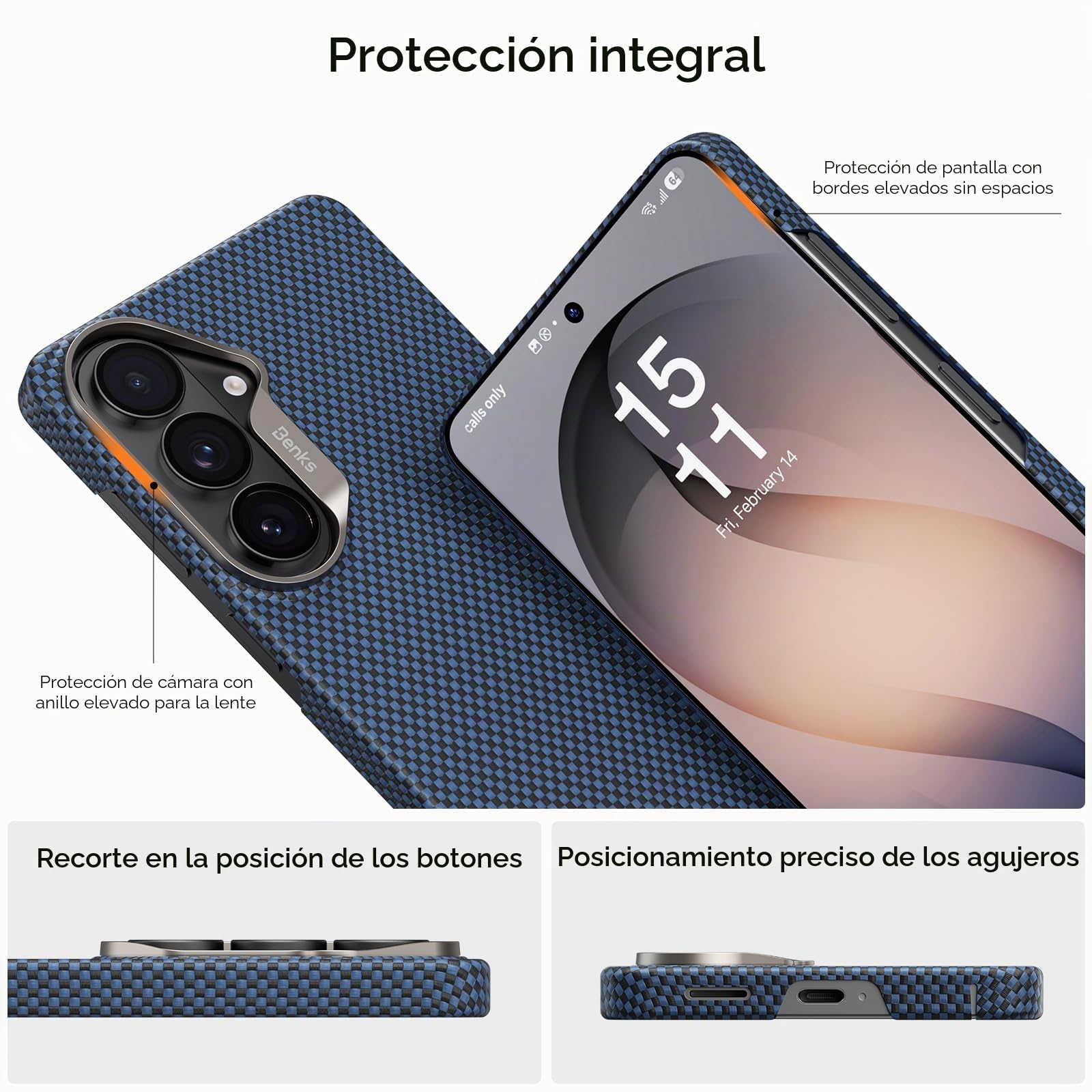 BENKS ArmorTint Funda para Samsung Galaxy S26 6,3 Pulgadas, Carcasa Delgada Ligera, Fabricado con Fibra de Aramida Kevlar, Magnética Funda para Samsung S26 Case, Azul Starlight
