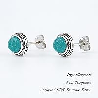 Vista 89 de Real Crystal Birthstone Sterling Silver Stud Earrings Jewelry for Women Fashion Trendy Western 925 Antiqued Boho Handmade Best Gift for Her keenove