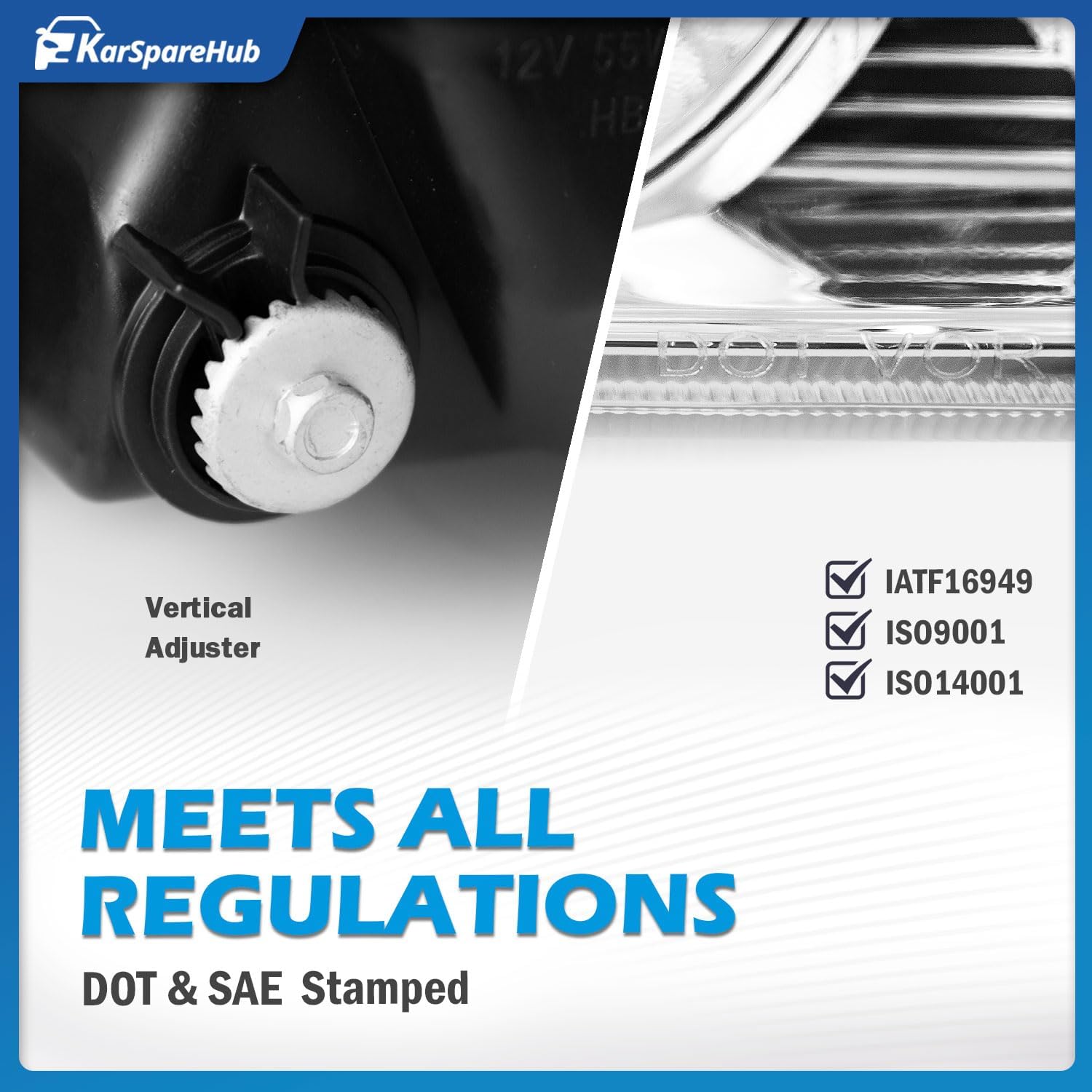 Headlights Assembly for 2009-2010 Toyota Corolla Halogen Headlamp Replacement Chrome Housing Amber Reflector Passenger and Driver Side