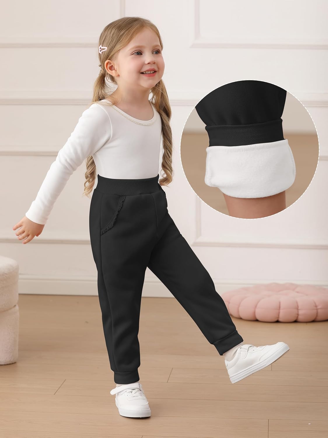 Resinta 3 Packs Baby Toddler Girls' Pull-On Fleece Pants Winter Warm Joggers Active Sweatpants - Image 6