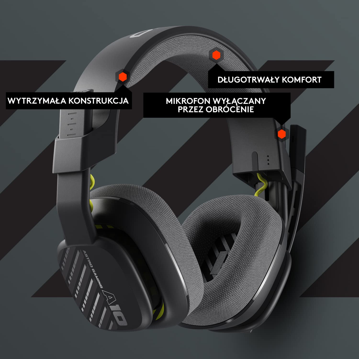 ASTRO Gaming A10 Gaming Headset, Słuchawki przewodowe 2. Gen. - słuchawki wokółuszne do gier z mikrofonem flip-to-mute, przetworniki 32 mm, zgodne z PC - Czarne/Szare