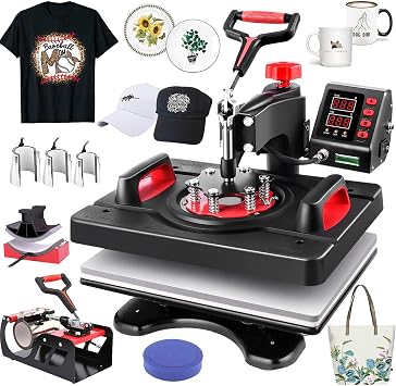 Casulo 8 in 1 Heat Press Machine Combo, 360-Degree Rotation Powerpress Heat Press Machine Digital Sublimation, Professional Heat Printing 15x12 Inch Heat Transfer for T-Shirts Mug Hats Plate Cap