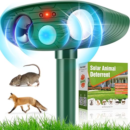 Cat Repellent Garden, Ultrasonic Cat Scarers for Gardens with Solar