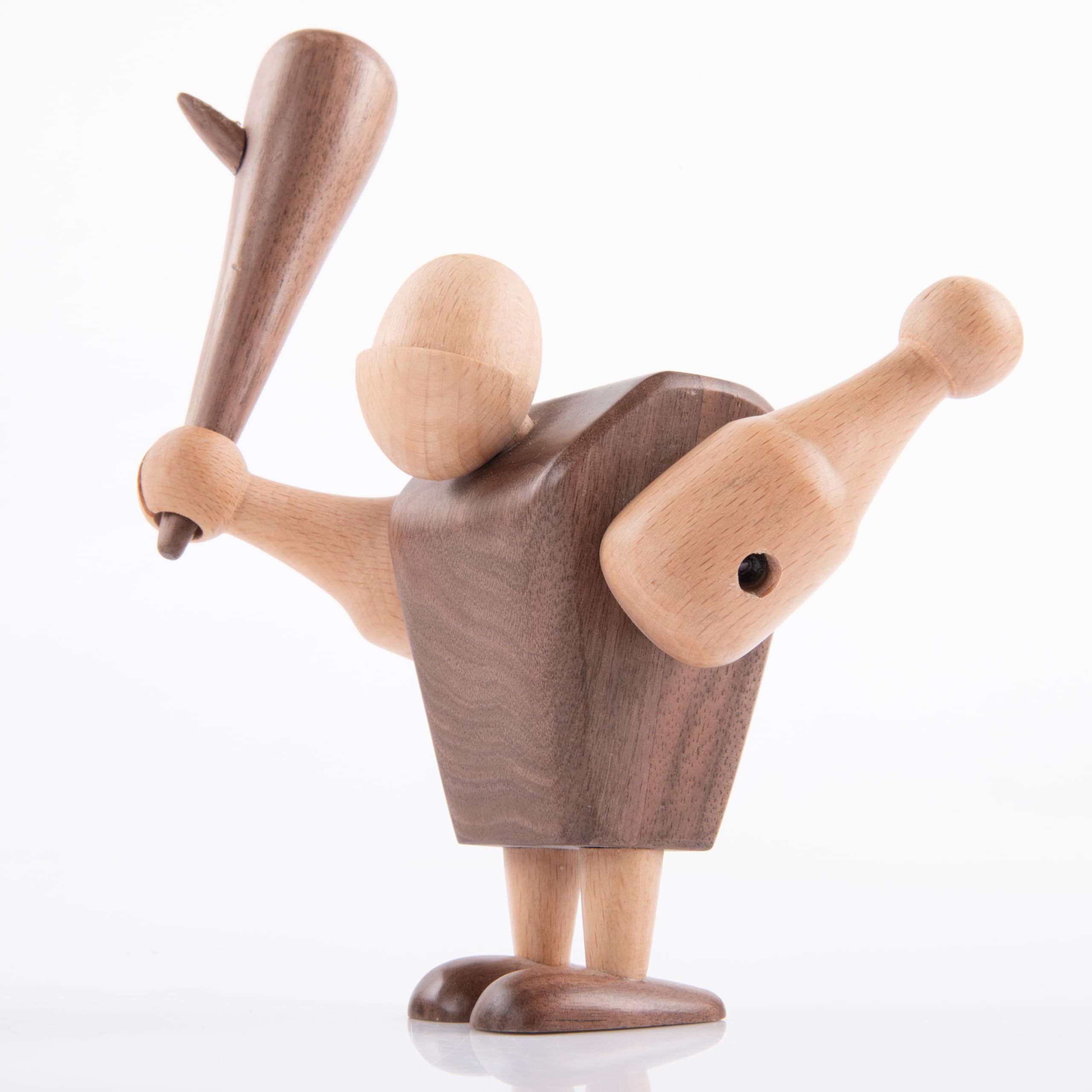 GIBOX Wooden Primitive Man with Mace Home Decor Modern Mini Sculpture Table Centrepiece for Living Room, TV Cabinet, Shelf Cute Wooden Statue Perfect Gifting Items