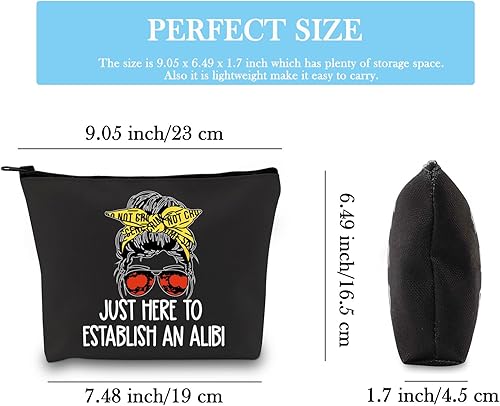 Miniatura 2 de GJTIM Regalo de crimen verdadero, regalo de adicto al crimen verdadero, regalo Just Here to Establish and Alibi Bolsa de maquillaje de regalo para