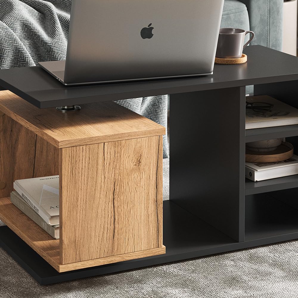 Vicco Couchtisch Rafi, Schwarz, 88 x 35 cm