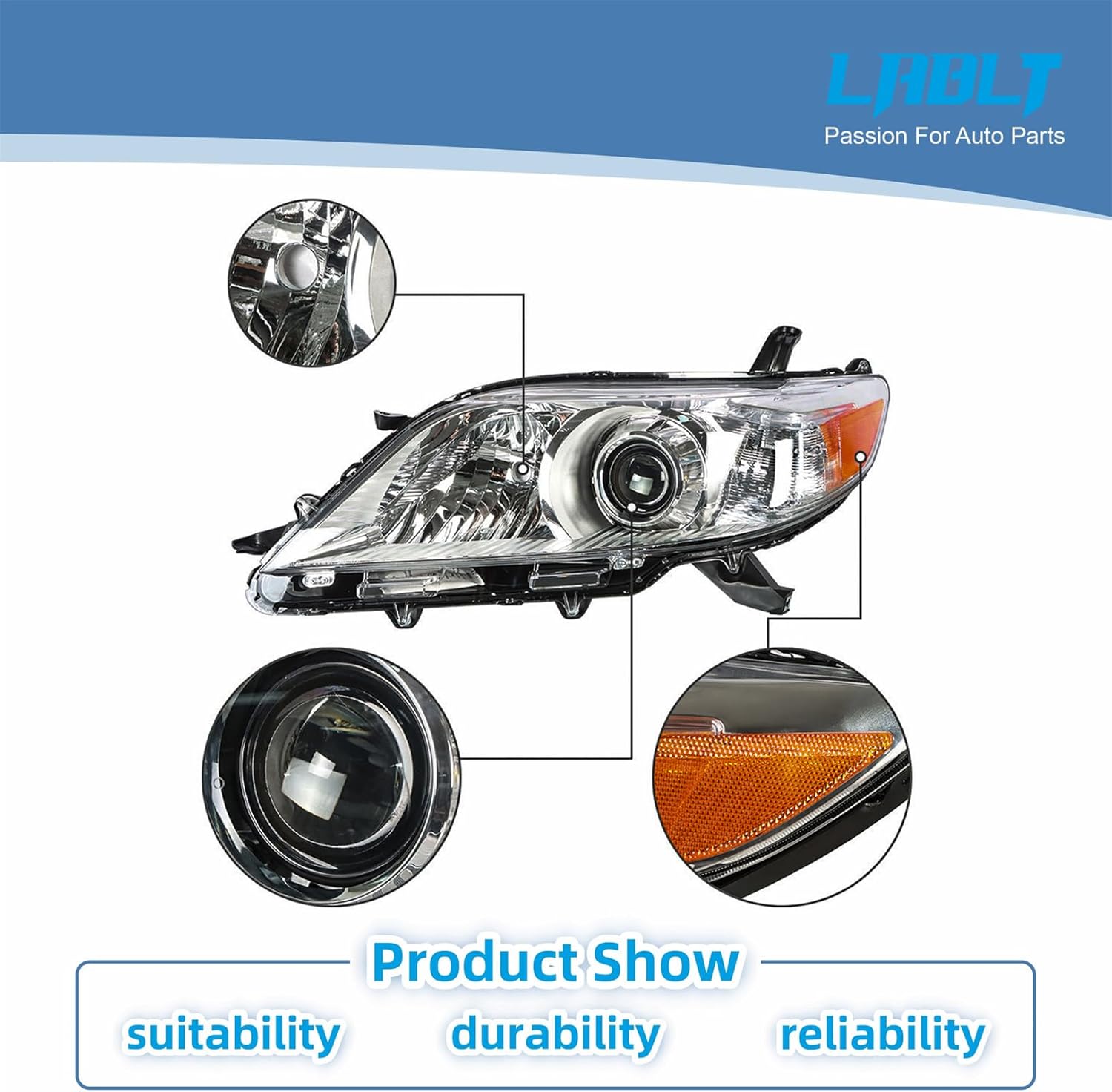 LABLT Headlight Replacement for Sienna 2011 2012 2013 2014 2015 2016 2017 2018 TO2502199 8115008032 Passenger Left Side Driver Side