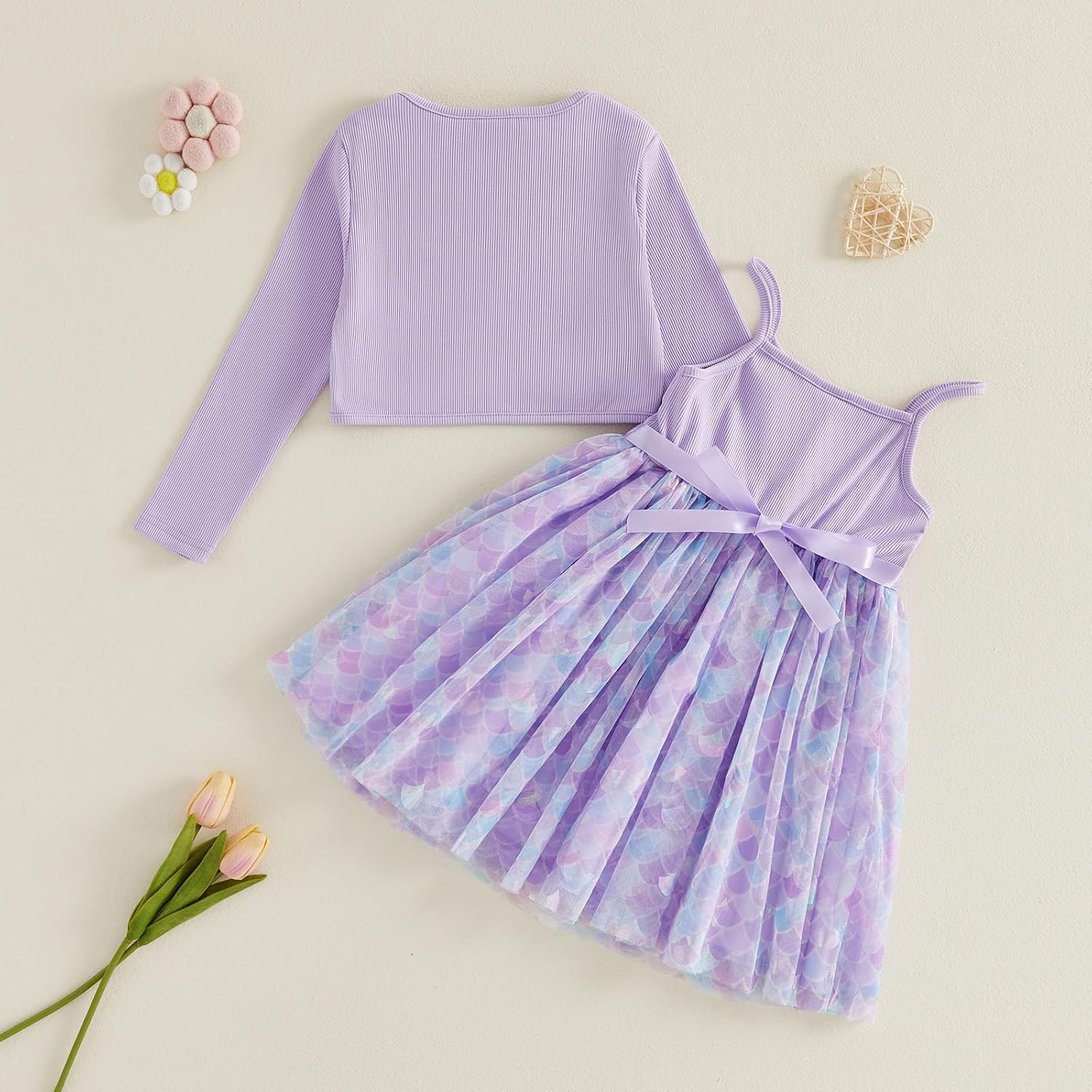 Kupretty Toddler Girl Dresses Tutu Dress for Girls Shinning Tulle Princess Birthday Party Dance Dress +Cardigan Sweater
