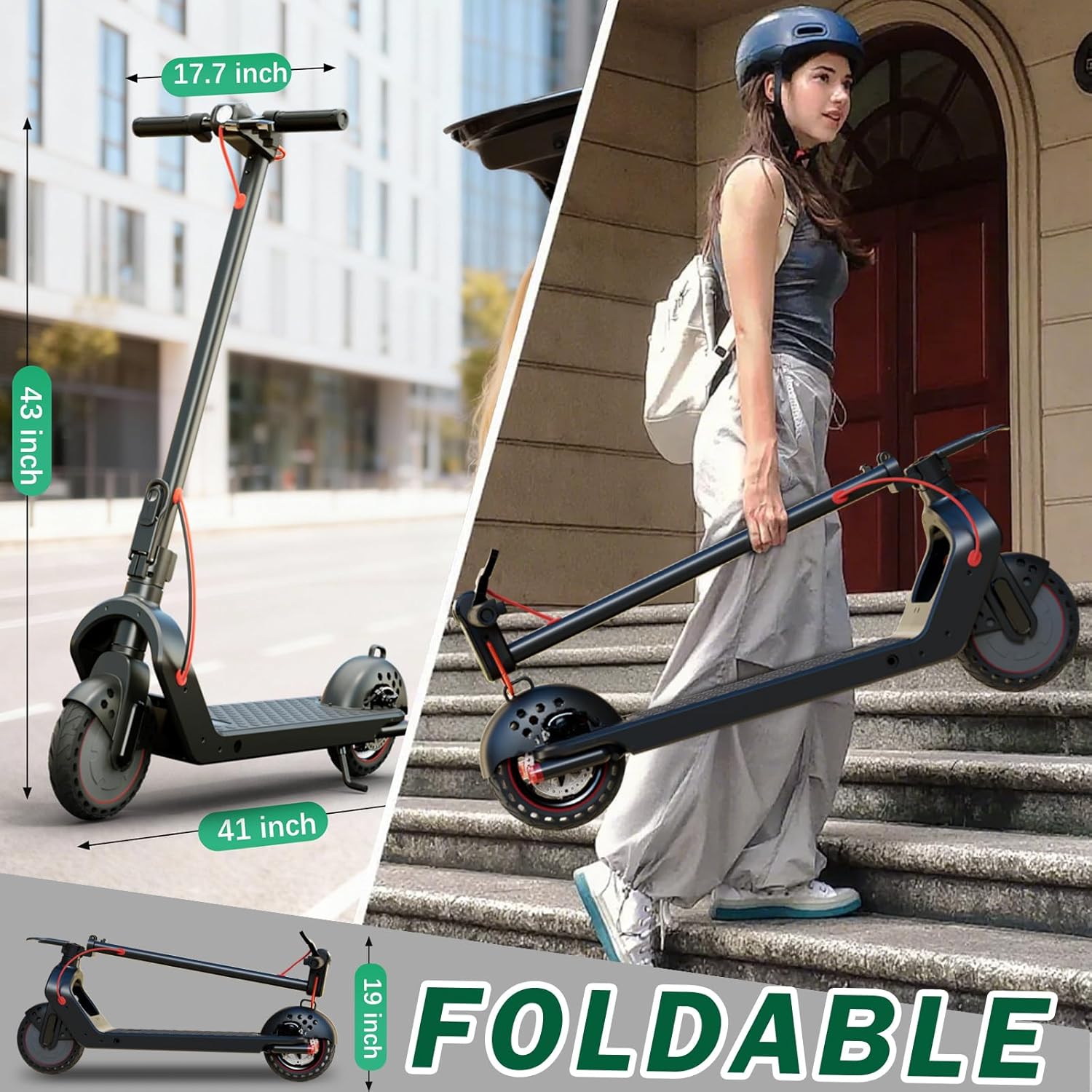 UrbanFish Electric Scooter, 350W/500W, 8.5" Tires, 21 Miles Range, 16/19 Mph, Folding E-Scooter with Dual Braking，APP Control
