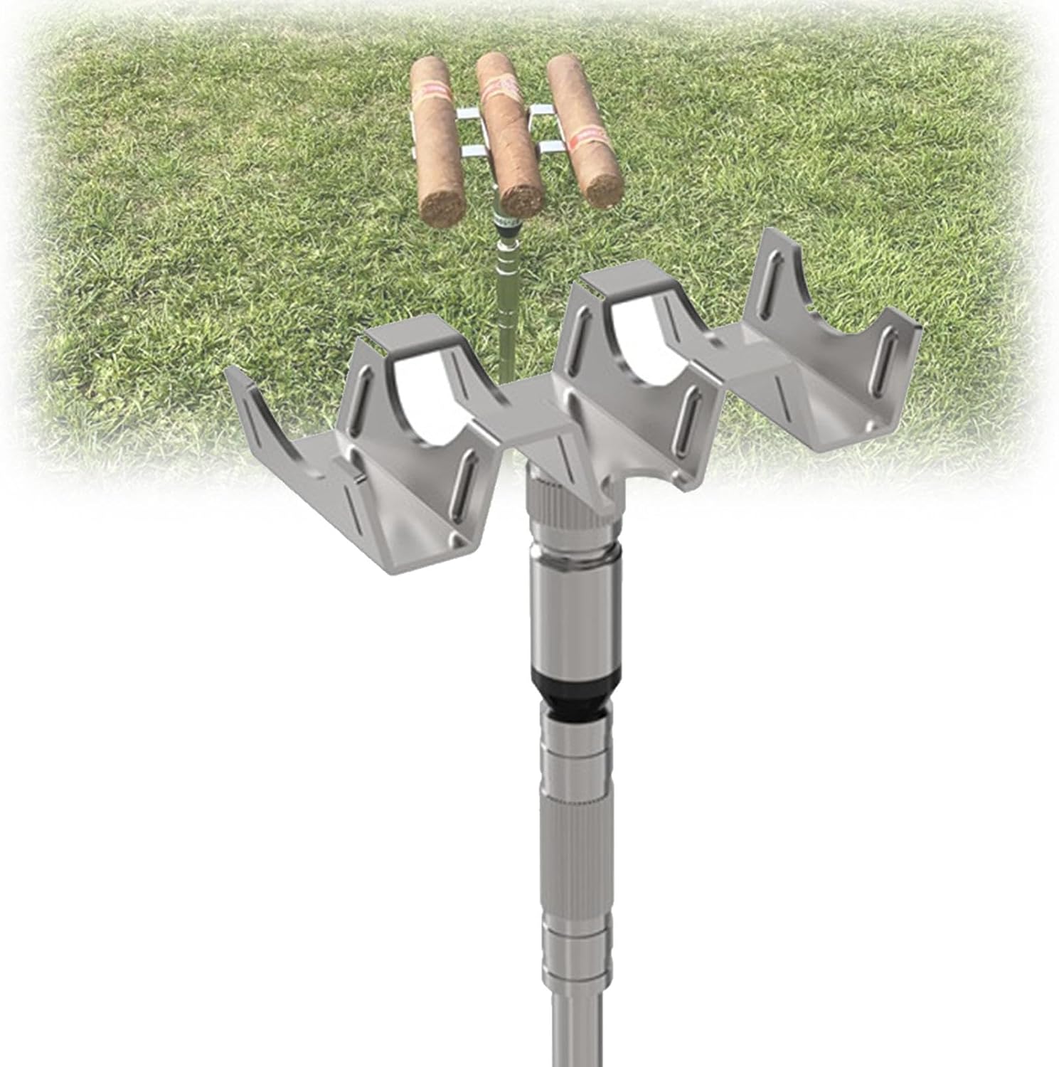 Golf Cigar Holder, Adjustable Metal Cigar Stand for Golfers, Holds Three Cigars Perfect for Any Golfing Cigar Lover, Includes Storage Pouch and Handsome Gift Box