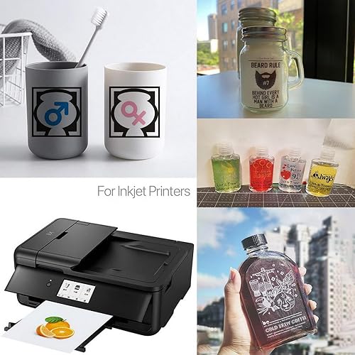 Miniatura 6 de Adhesivos de vinilo impermeables imprimibles A4 semitransparente translúcido autoadhesivo personalizable para impresoras de inyección de tinta