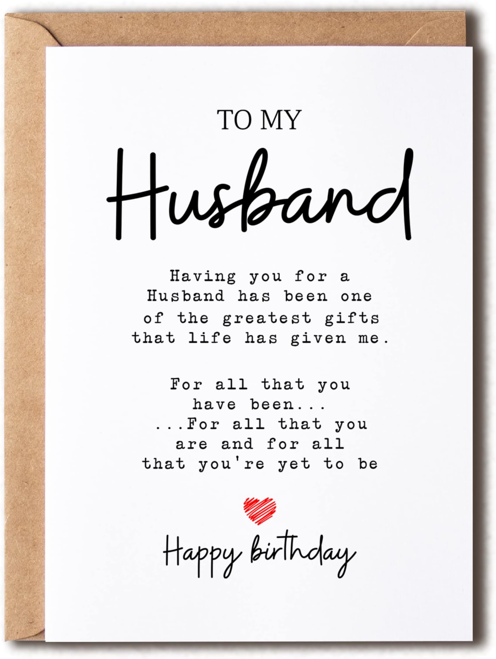 Husband Birthday Card - Husband Is The Greatest Gift In My Life - Modern White Letter Print Greeting Card - 5 x 7 inches