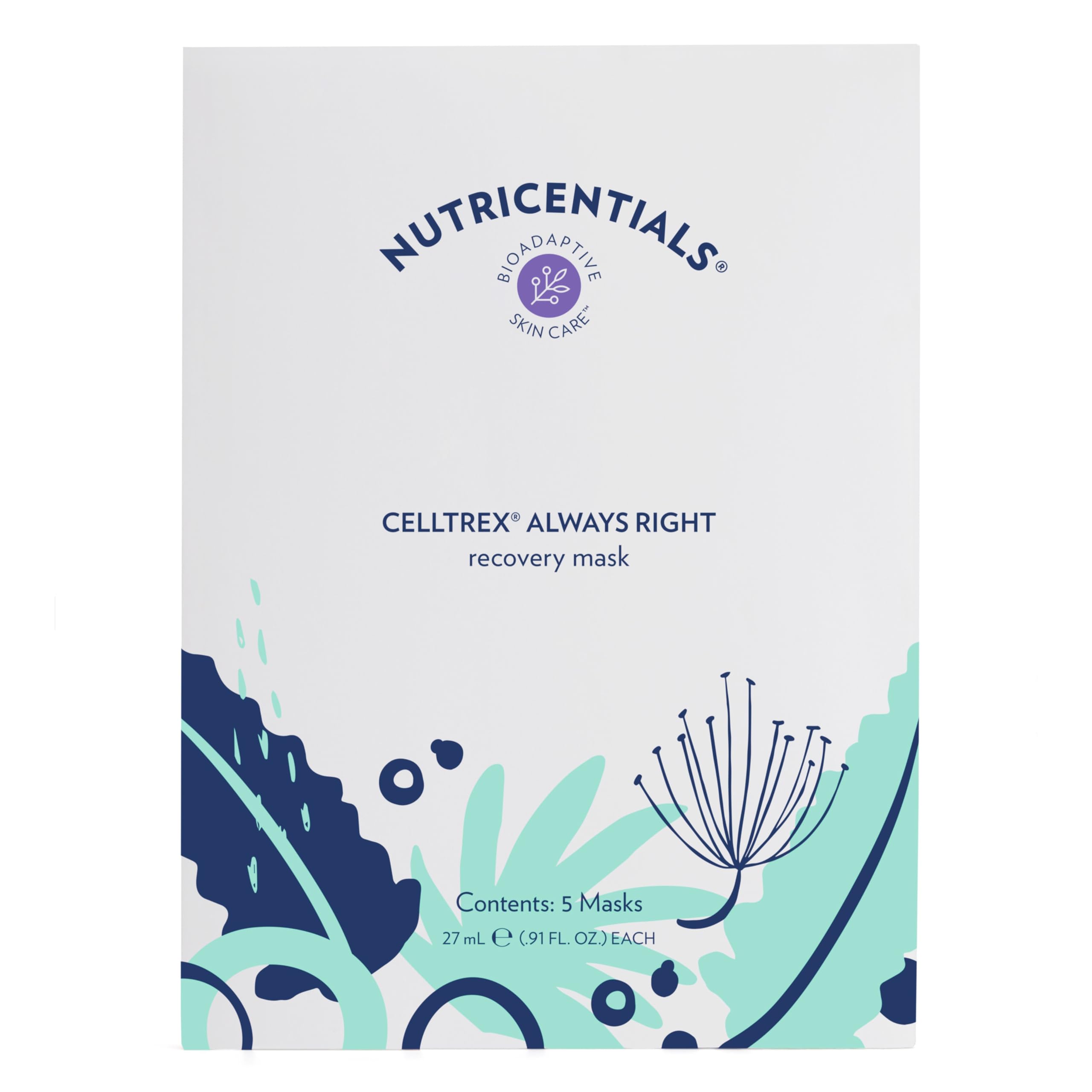 Nu SkinCelltrex Always Right Recovery Mask - Clean Face Mask Formula for Fresh Skin | Bioadaptive Botanicals, Immediate Hydration Mask | Skin Care Mask (2-3 Times Weekly)