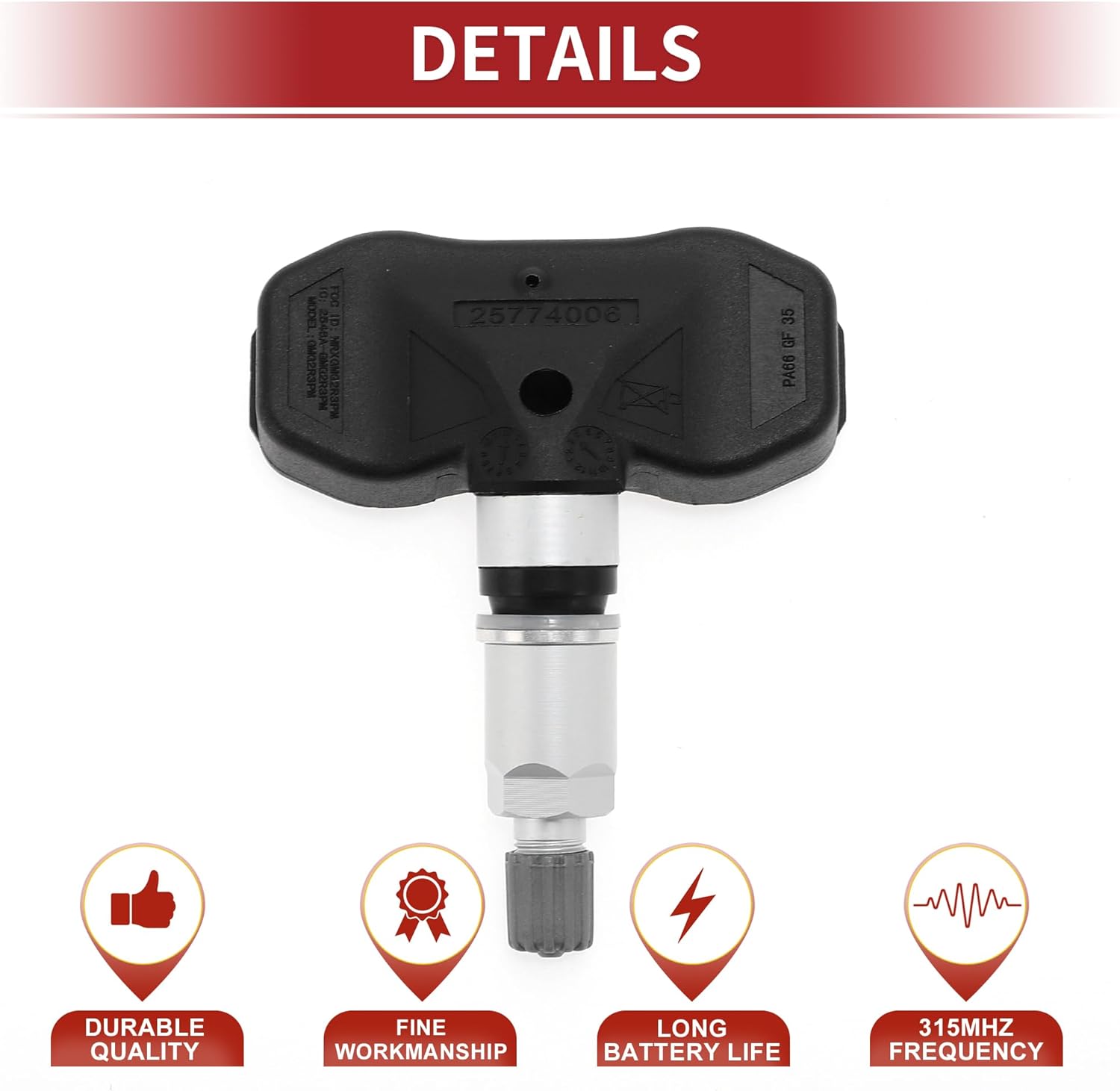 ACROPIX 4Pcs 315MHz Tire Pressure Sensor Tire Pressure Monitoring Sensor for Buick Lucerne 2007-2011 No.25774006