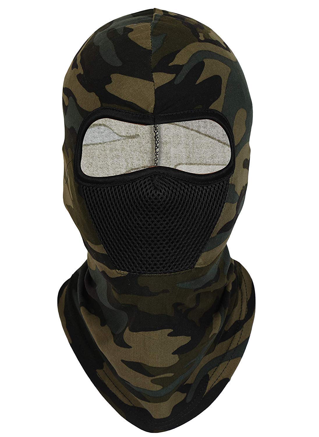 ZaySooCamouflage Polyester Multi Functional Pollution & Winter Face Mask, Balaclava, Neck Warmer Ninja Mask, Cap and Bandana (Green)