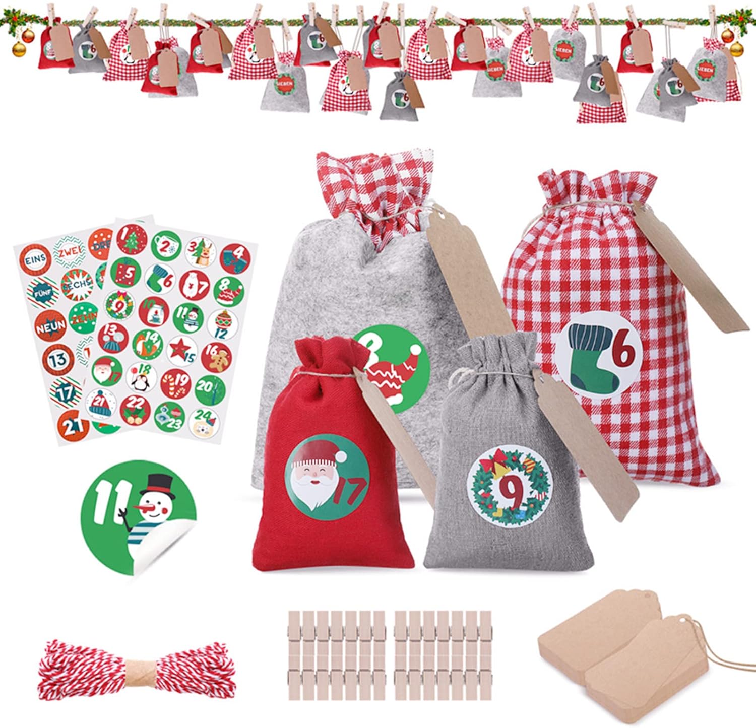 BSHAPPLUS Adventskalender zum Befüllen 2022,20x15/ 15x10cm 28x