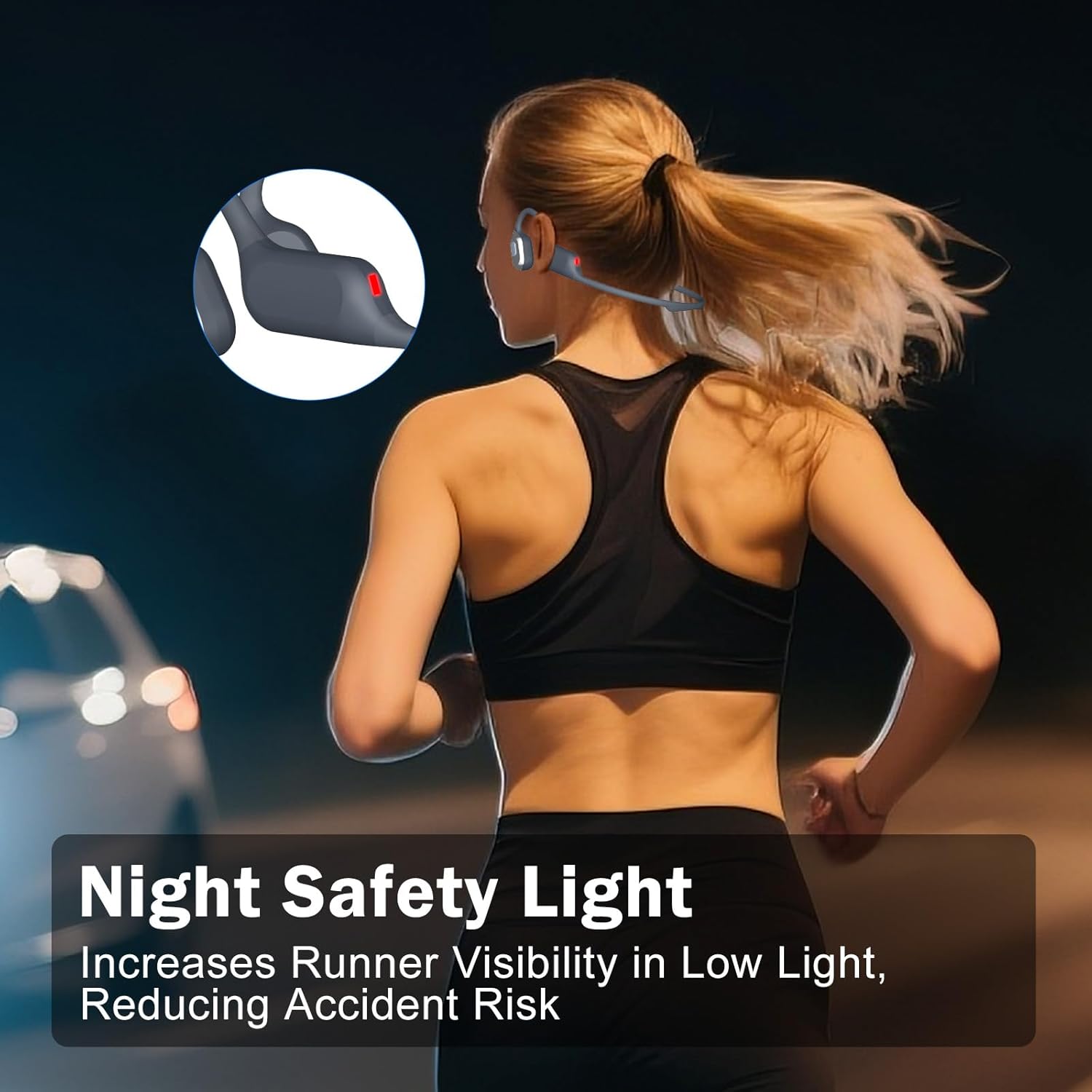 Swimming Bone Conduction Headphones with Night Safety Light, IP68 Waterproof 32G MP3 Memory, Soft Silicone Underwater Headphones,Submersible Sport Earbuds/Earphone for Swimming Diving-Platinum Silver - Image 4