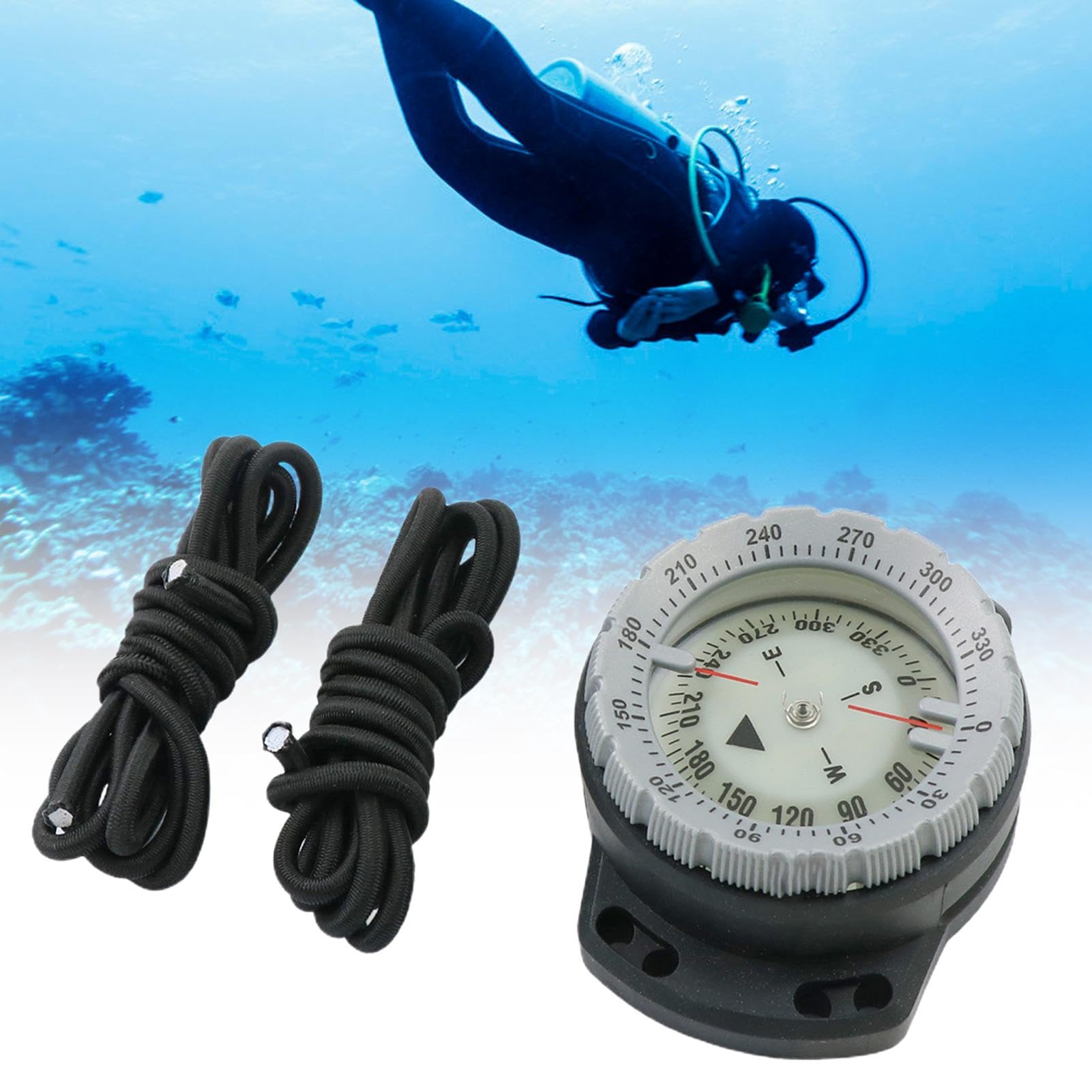 Tauchkompass, Tauchkompass Scuba | Wasserdichter Unterwasser-Tauchkompass mit Seil,Wassersport-Leuchtkompass mit Seitenfenster, Tauchzubehör