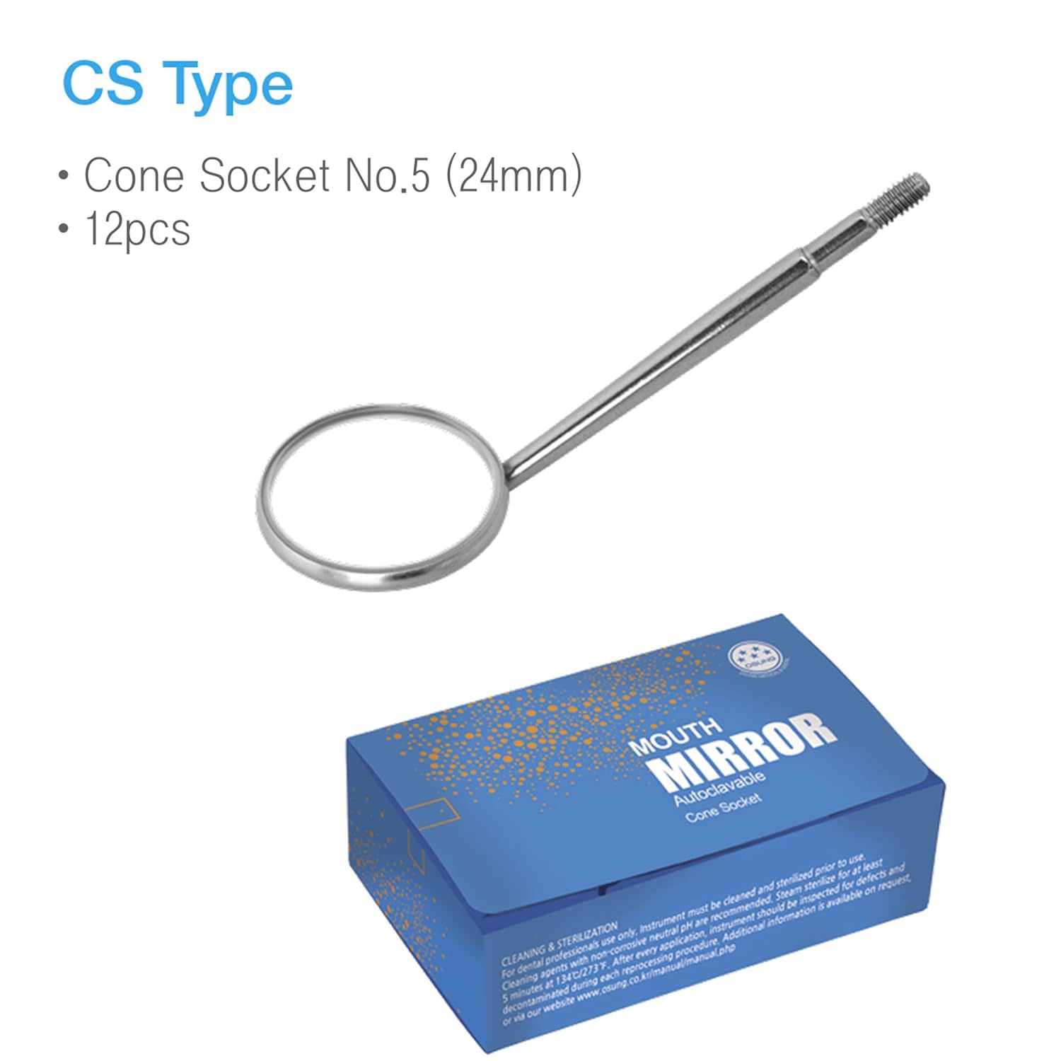 Osung Dental Cone Socket Mouth Mirrors #5, Pack of 12 - DMCS5