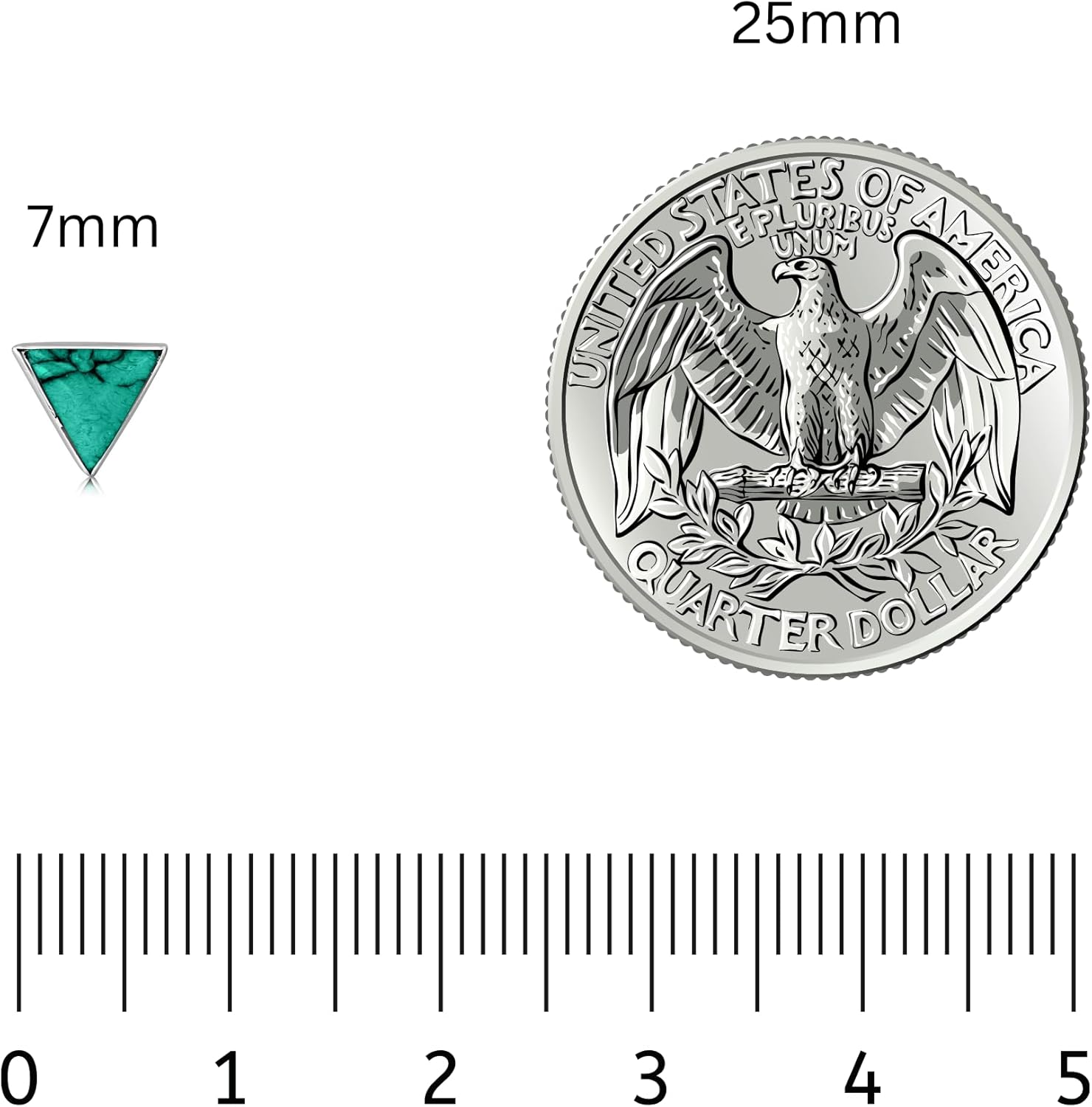 Handmade Turquoise Gemstone Triangle 7mm Stud Earrings, 925 Sterling Silver Studs for Women, Cartilage Earring, Tarnish & Water Resistant, By Miya Jewelry Creations - Image 3