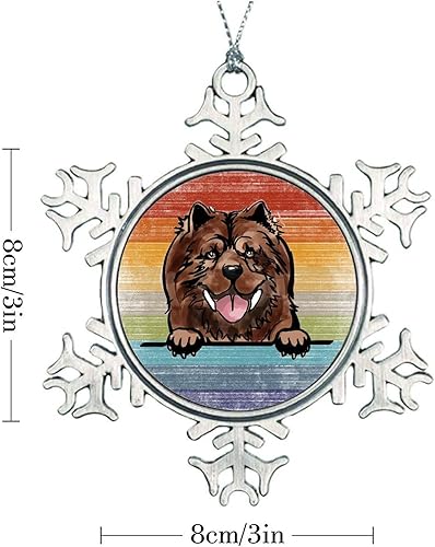 Miniatura 4 de Chow Chow Adorno  Adorno de Navidad de copo de nieve  Acuarela Peeking Dog Mom Pet Adornos de Navidad para árbol, regalo gay, arco iris, relleno de