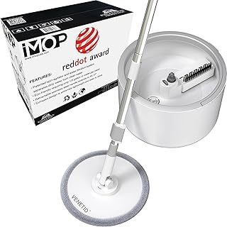 VENETIO iMOP Microfiber Spin Mop & Bucket Floor Cleaning System with 1 Washable and Reusable Pad, Self Cleaning Dry Wet Fl...