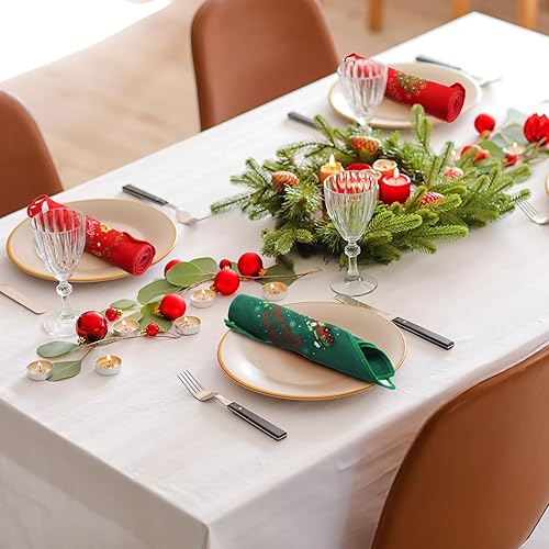 Miniatura 5 de Macarrie 12 toallas de mano navideñas de Navidad, Papá Noel, reno, muñeco de nieve, árbol, a cuadros, bordadas, toallas de algodón absorbentes, 13 x