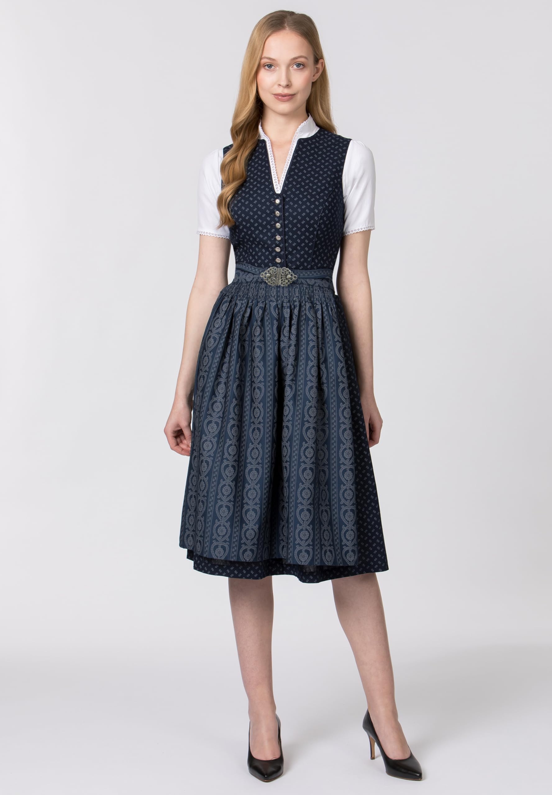 Stockerpoint Damen Dirndl Ellie I Größe 32-48 I Trachtenkleid mit Schürze & liebevollen Details I 100% Baumwolle I Atmungsaktiv & pflegeleicht I Perfekt für Trachten & Festlichkeiten
