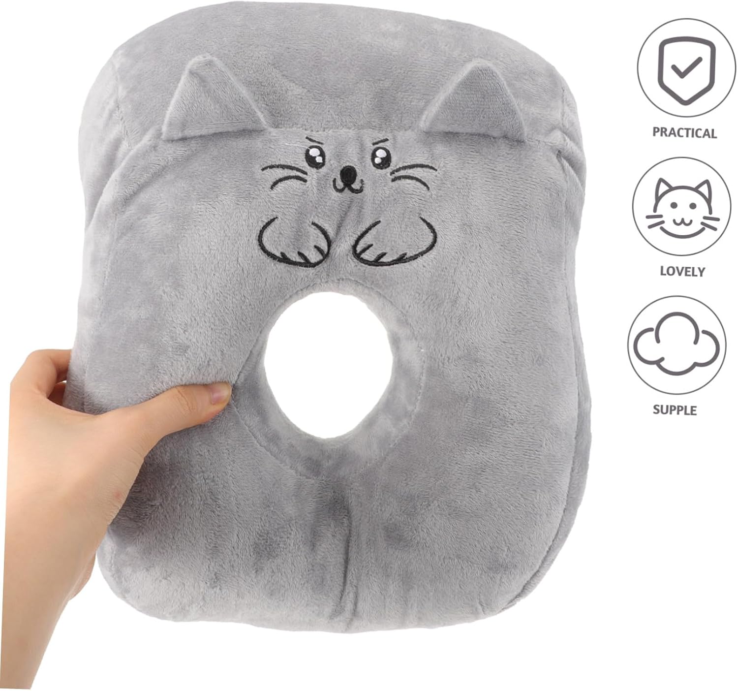 Zerodeko Ergonomic Office Nap Pillow Face Down Desk Cushion with Hollow Arm Groove for Comfortable Stomach and Back Sleeping Gray Cat Cartoon and Study