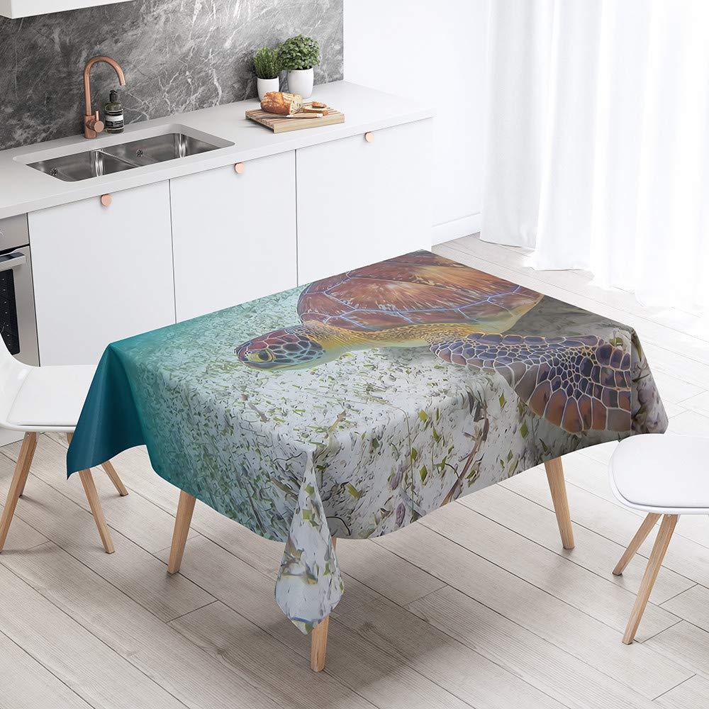 Lukery Nappe Rectangulaire Lavable, Nappes Pour Table De Jardin, Nappe Rectangulaire Anti Tache Imprimé Perroquet Pour Anniversaire, Salle à Mangerr (150x300cm,Plantes Tropicales