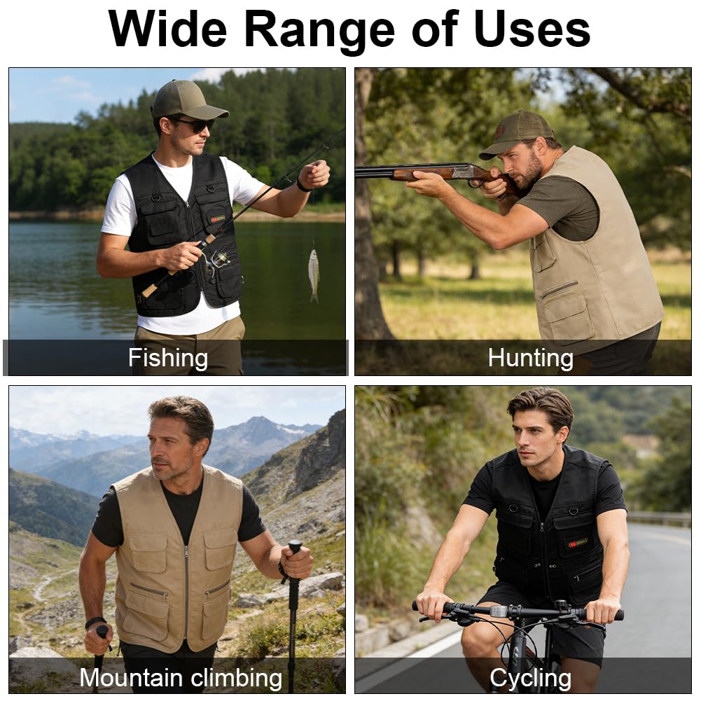 Chaleco de Trabajo Multibolsillo Hombre Pesca Verano Respirable Secado Rápido XL