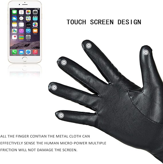 REDESS Winter Leather Gloves for Women, Wool Fleece Lined Warm Gloves, Touchscreen Texting Thick Thermal Snow Driving Gloves