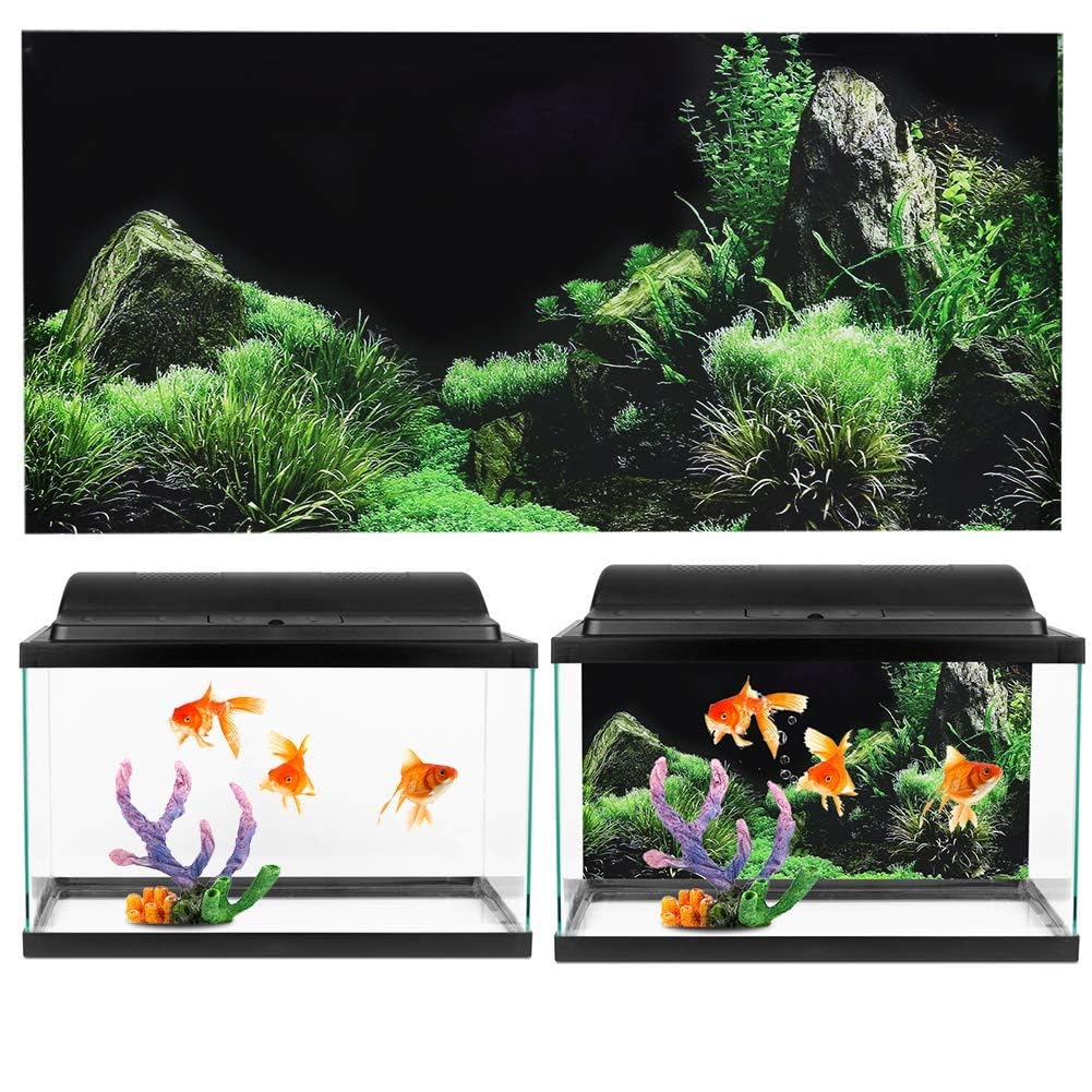 Effetto 3D Seafloor Acqua Erba Poster Autoadesivo Rettile Terrario Acquario Sfondo Acquario Adesivo murale Acquario Sfondo Poster subacqueo PVC Decor Wall Paper (61 x 40cm)