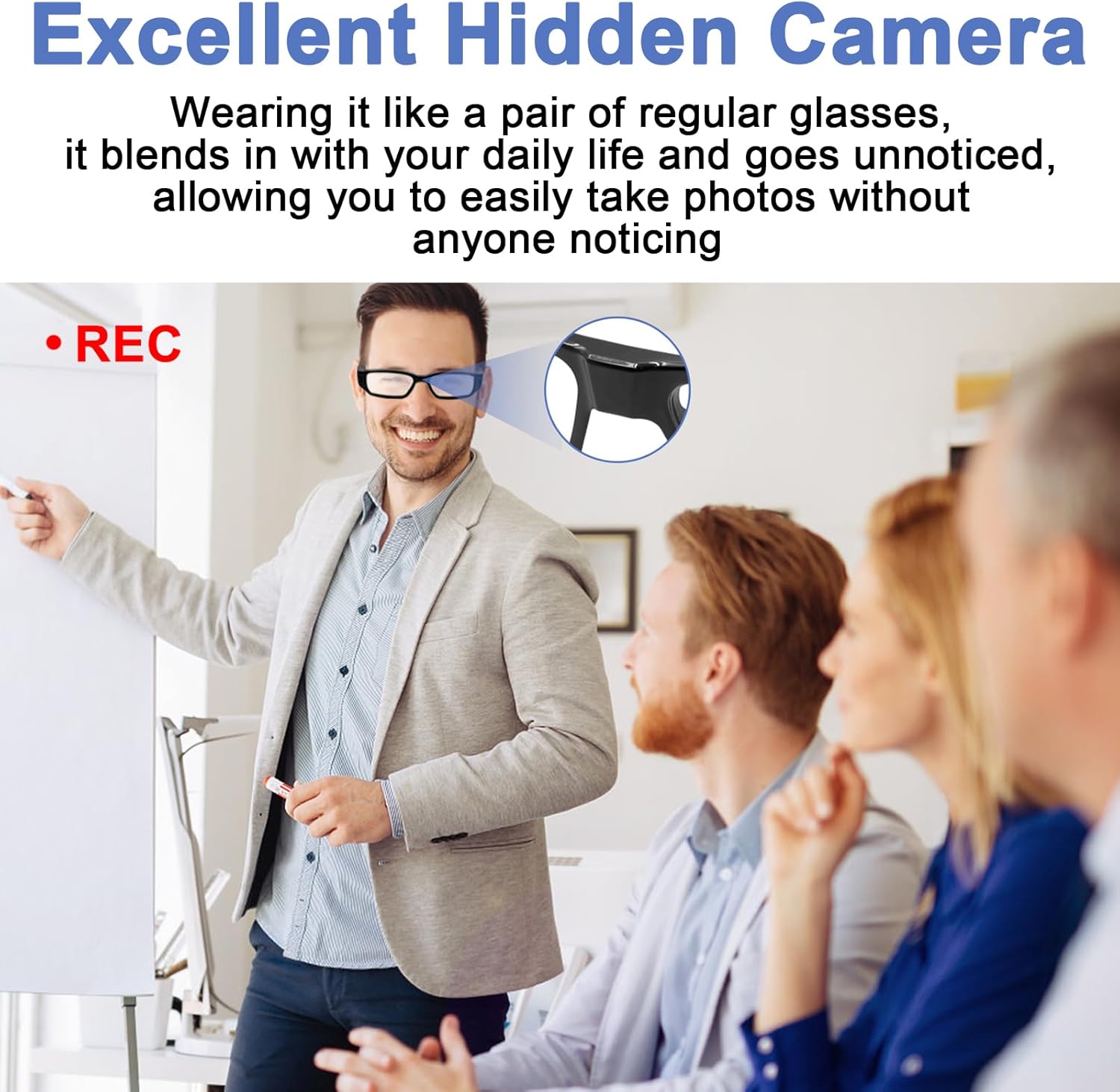 Glasses Camera Wearable Outdoor Sport Action Camera Glasses Video Glasses 1080P HD Recording Motorcycle Riding Portable Smart Glasses for Cycling, Training, Driving, Hiking, Hunting, Fishing image 4 of 7 B0FFMF19KV