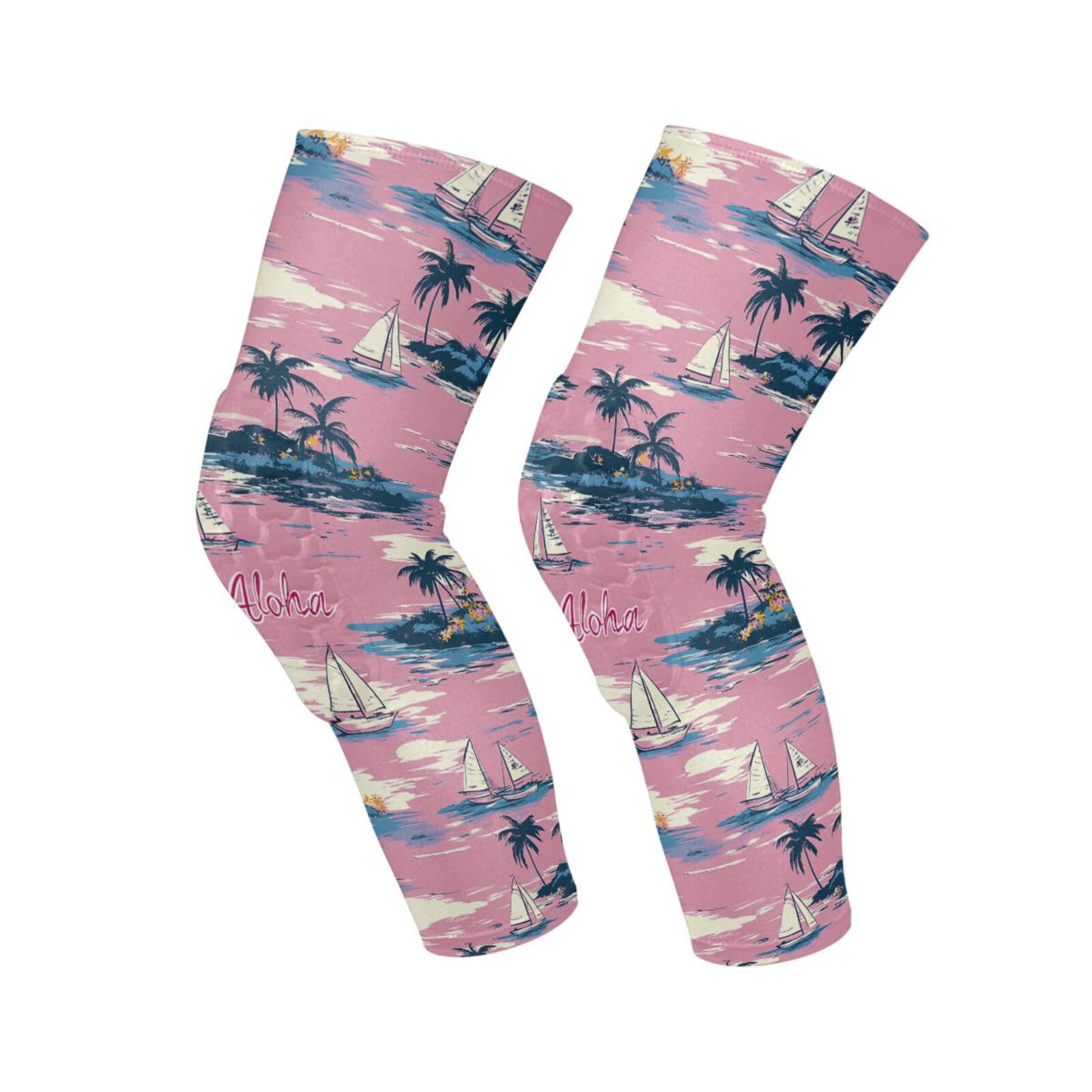 JUNZAN Tropical Hawaii Basketball Knee Pads for Youth Kids Wrestling Knee Pads with Sleeves Sport Kneepads for Volleyball Football