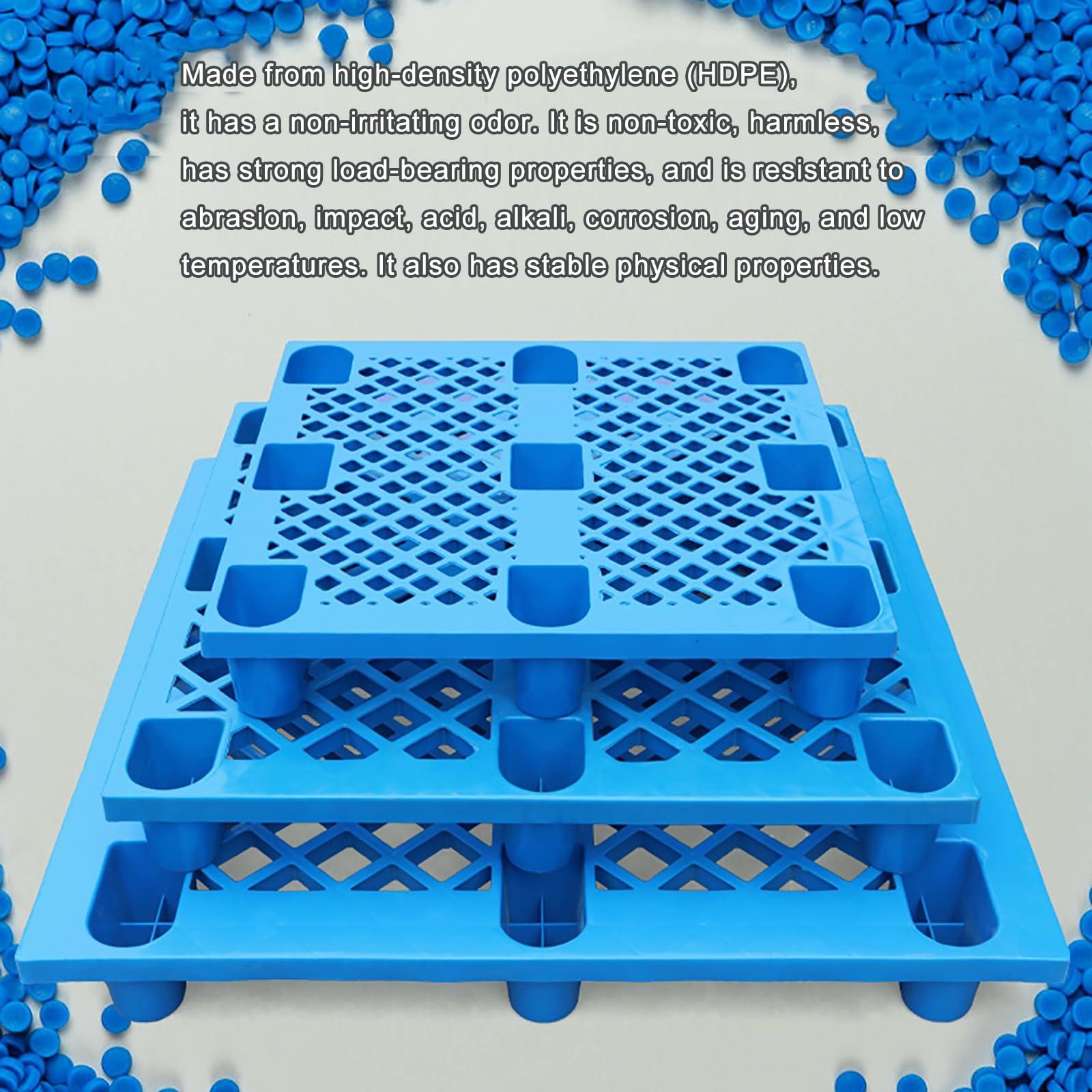 Palettes emboîtables en plastique polyéthylène – Solution de stockage de sol résistante à l'humidité pour sous-sol et cuisine – Palettes vertes épissables pour une niisation efficace