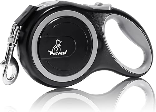 Correas retráctiles para perros de 26 pies, cinta de nailon fuerte, sin enredos, gran correa resistente para perros de hasta 110 libras, pausa,