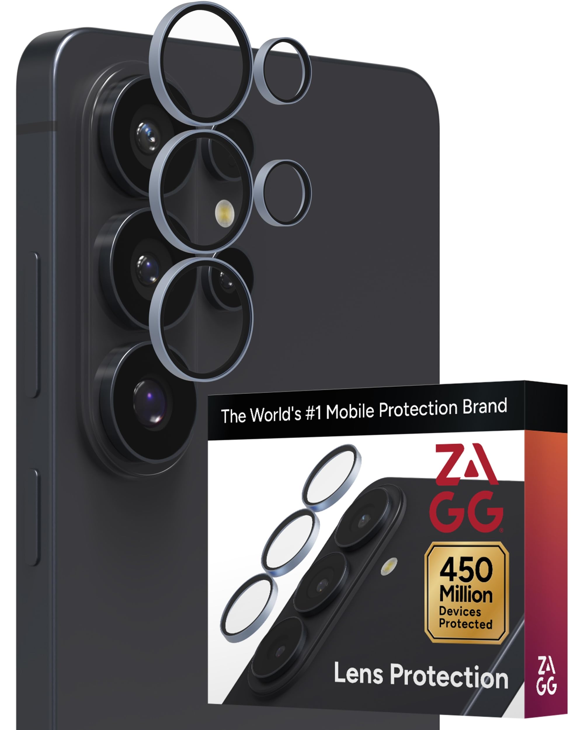 ZAGG Glass Elite Samsung Galaxy S26 Ultra Camera Lens Protector - Blue, Anti-Reflective, 5X Stronger Impact &amp; Scratch Resistant Aluminosilicate Glass - Easy Installation, Smudge-Free Surface