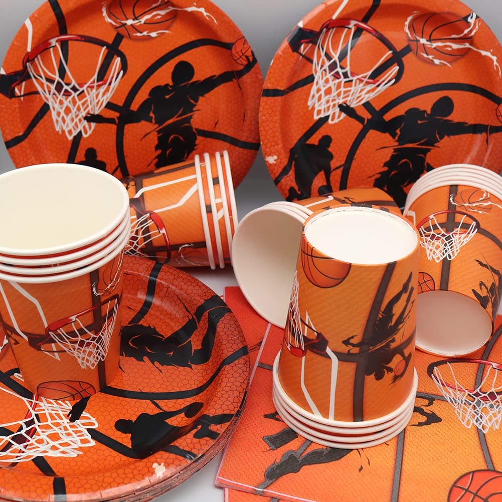 Doyomtoy 61 pezzi decorazione da tavolo da basket Piatti e bicchieri per festa di compleanno bambini